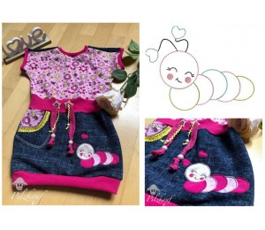 Stickdatei - Raupe Fransenappli